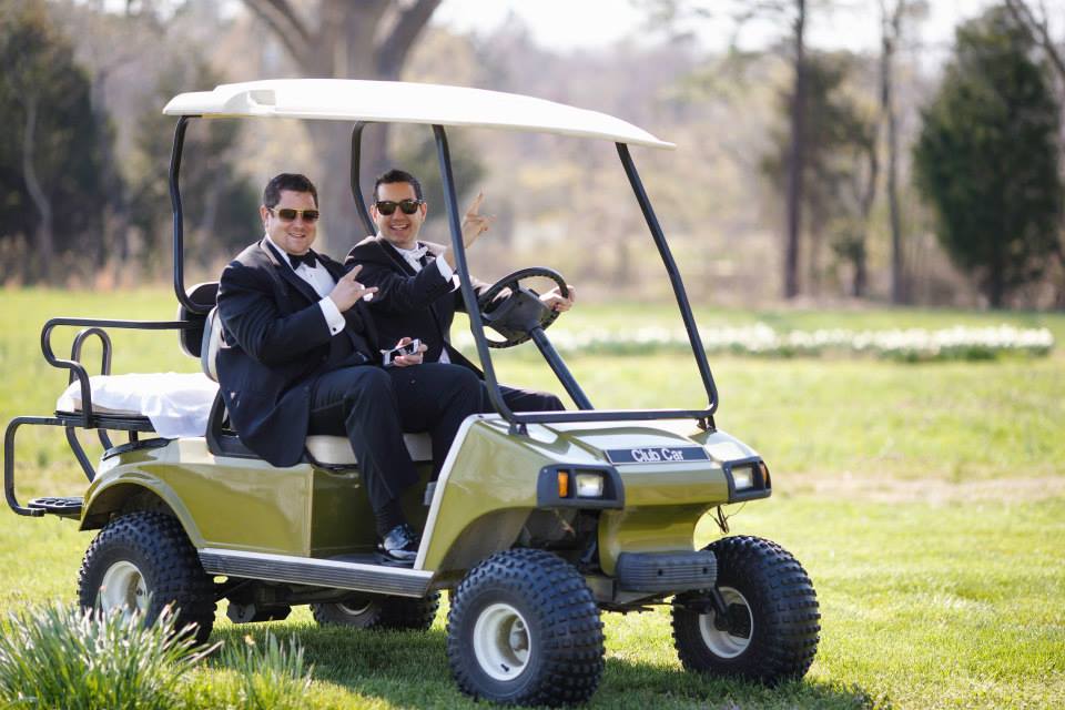 wedding Warner Hall golf cart