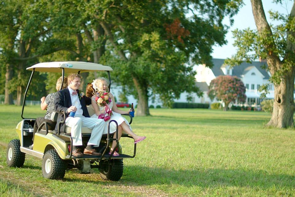 wedding Warner Hall golf cart2